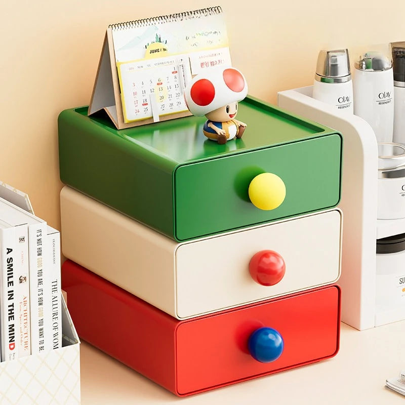 boîtes tiroirs coulissantes moderne vert blanc rouge matériaux abs rangement organisation papeterie minimaliste