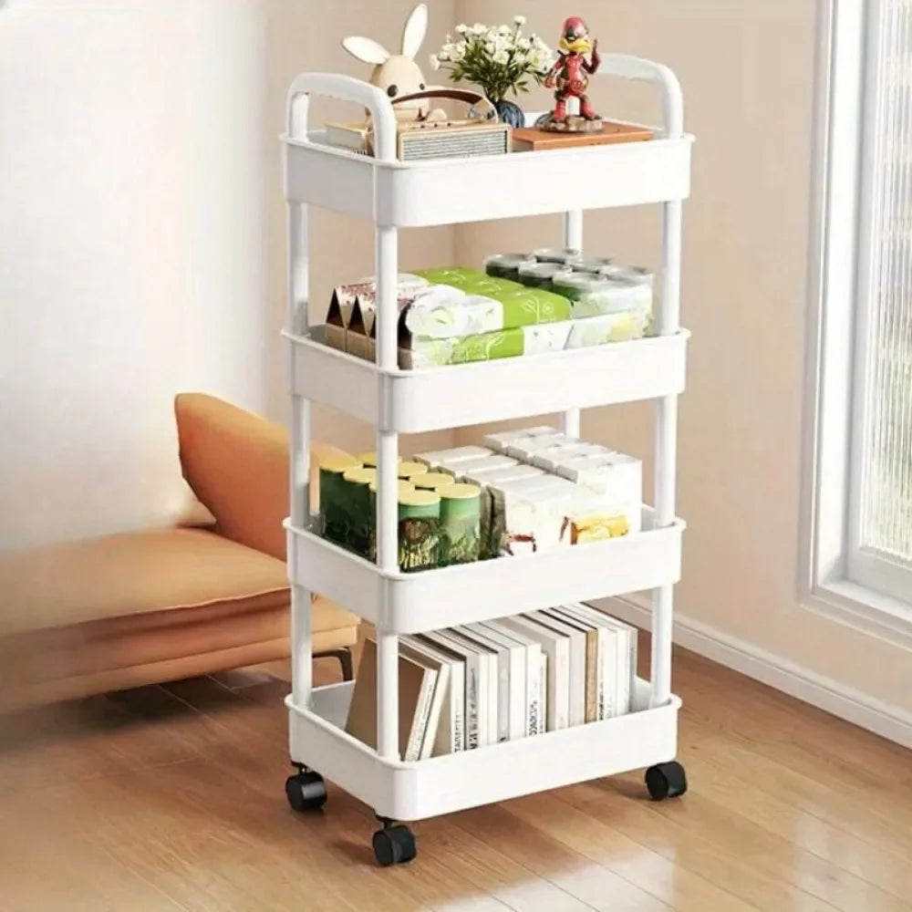chariot roulettes blanc moderne rangement boîtes livres jouets ménagers couches largeur 36cm hauteur 91cm