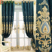 rideau velours brodé floral opaque voilage transparent baroque océellets métalliques chambre salon