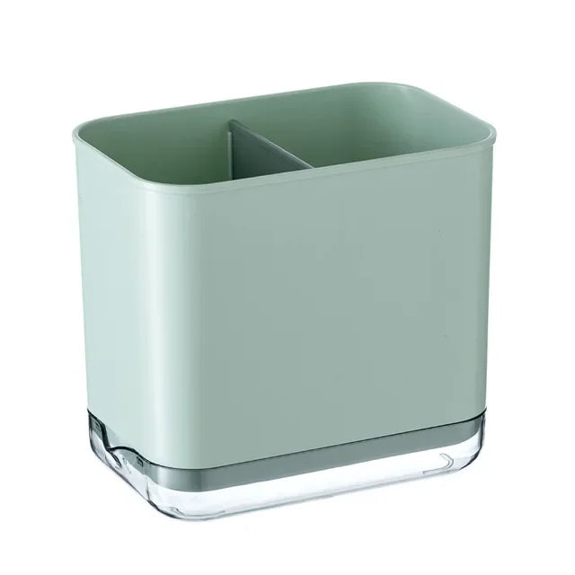 organisateur couverts gris clair compartiments multiples égouttoir moderne minimaliste plastique lisse adhésif vert pastel