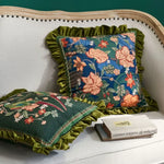 housse coussin imprimée perroquet oiseaux fleurs polyester coton lit carré vintage bleu vert rose