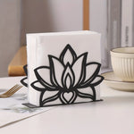 porte serviettes fleur lotus moderne noir blanc clips salle manger cuisine élégant métal utilisation