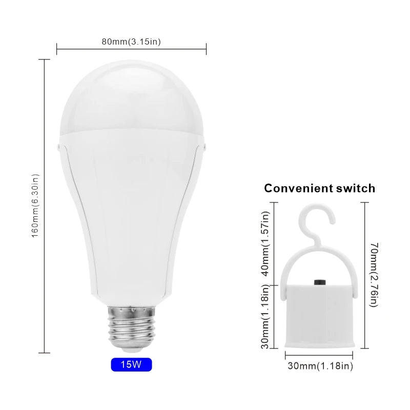 ampoule led rechargeable blanc froid 15w 1600mah e27 50000h modernes