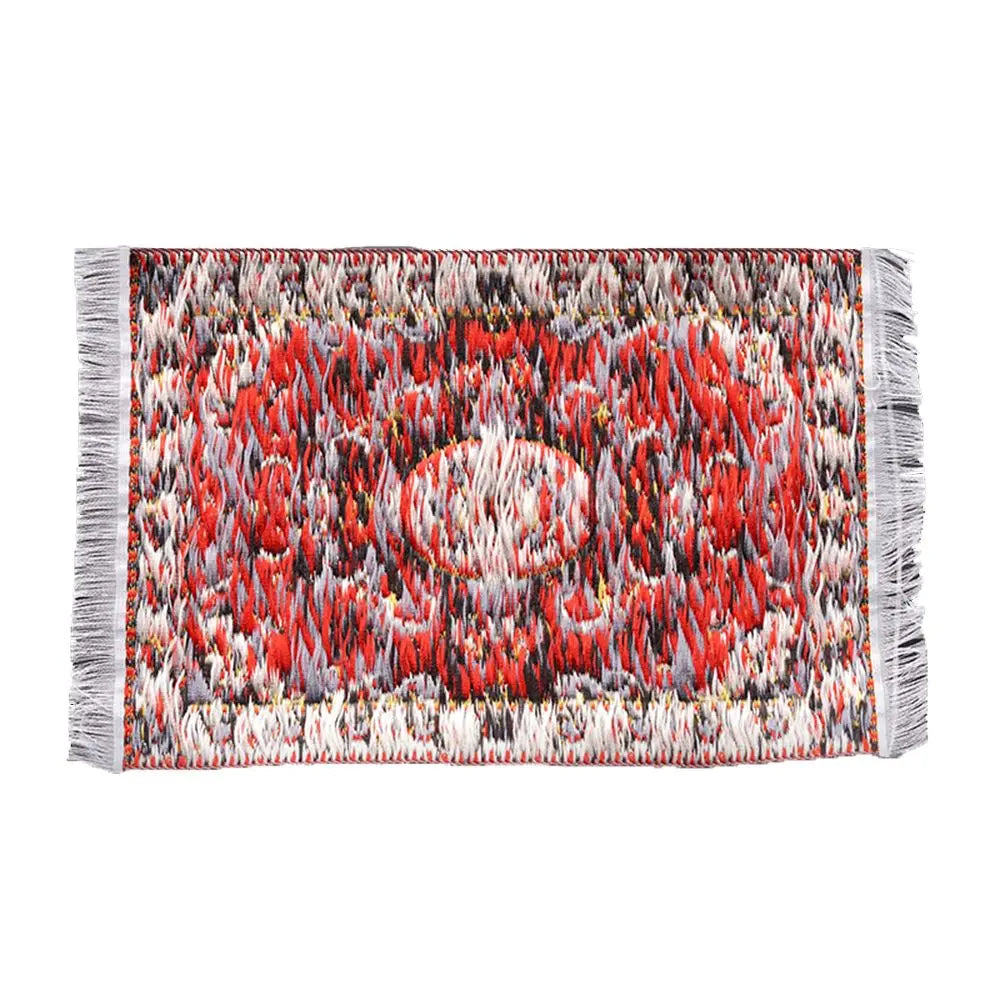 tapis rectangulaire traditionnel motif floral bordure frisée adhésif opacité rétro textiles vintage