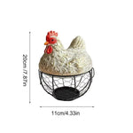 panier rangement œufs forme poulet métal rustique multiusage noir blanc texturé