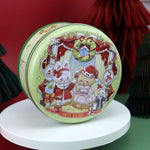 boîte ronde métal blanc rose vert bleu dessin animé wishes fruits gâteaux animaux festive