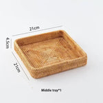 panier rotin marron clair tissage fin moderne rangement cuisine fruits assiettes thé livres