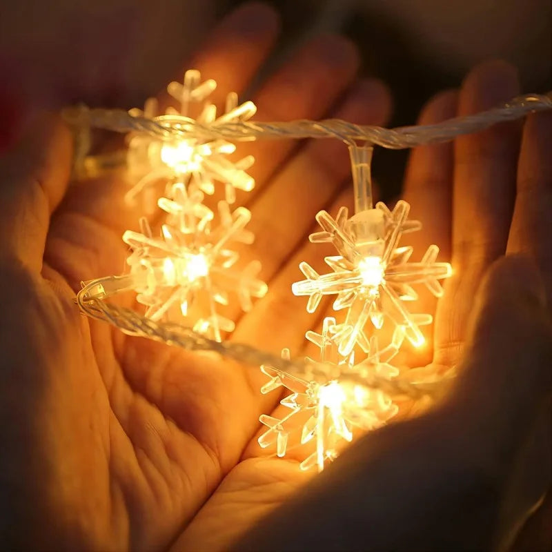 guirlande lumineuse flocons neige blanc clips noel decoration chambre vacancesextérieur