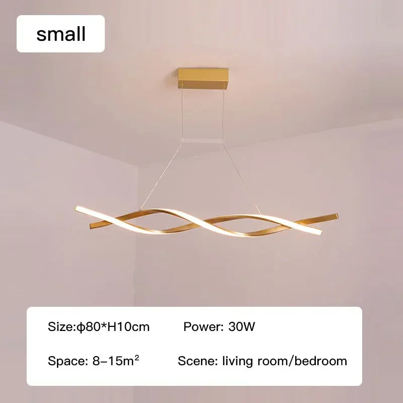 suspension lumineuse moderne blanc doré ondulée clips fixation 2000lm 82000lm 90260v 1015m²