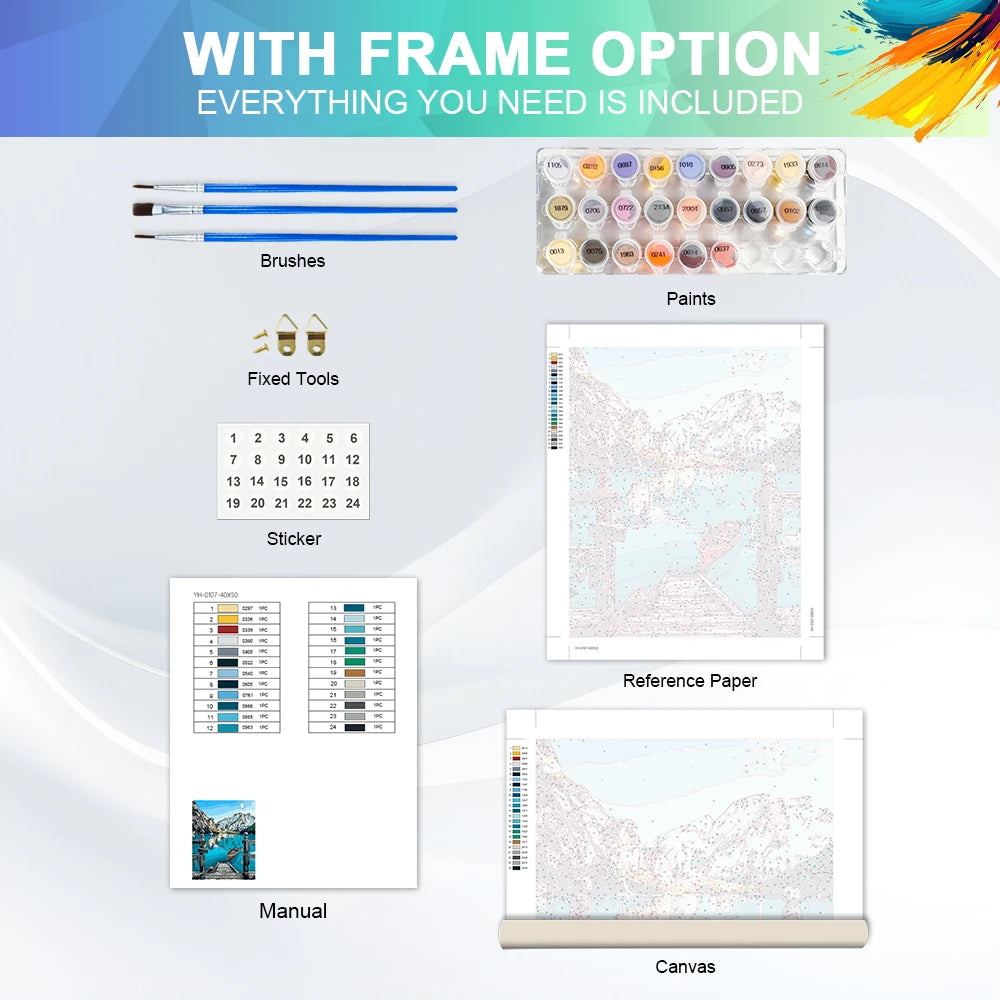 tableau numéro multicolore abstrait moderne peinture toile papier référence guide utilisation brosseOpaque moderne numérique