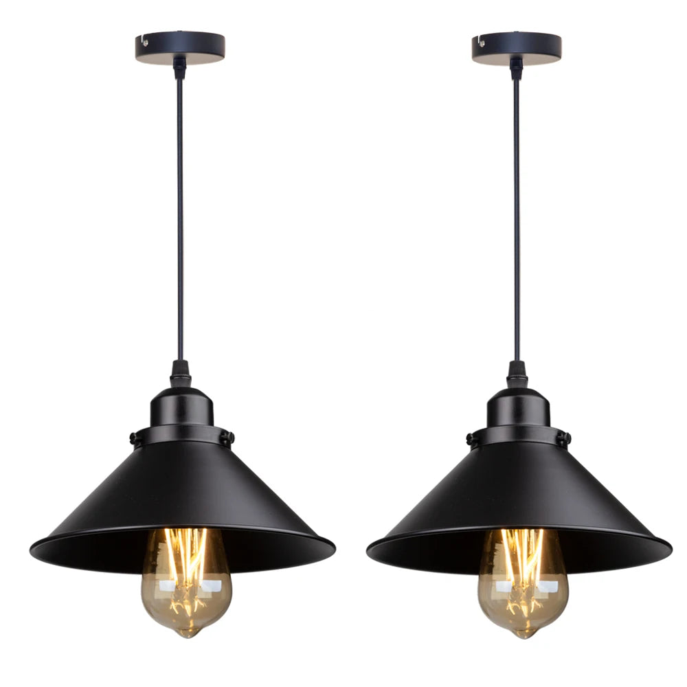 lampe suspendue industrielle conique noire dorée éclairage salon chambre éclairage intérieur E27 adaptable