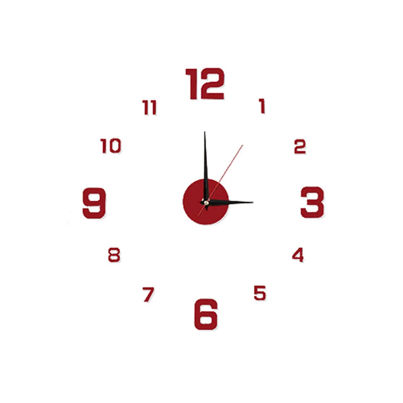 horloge murale moderne adhésive stickers numéros 12 noir blanc rouge doré chambre bureauhôtelécole