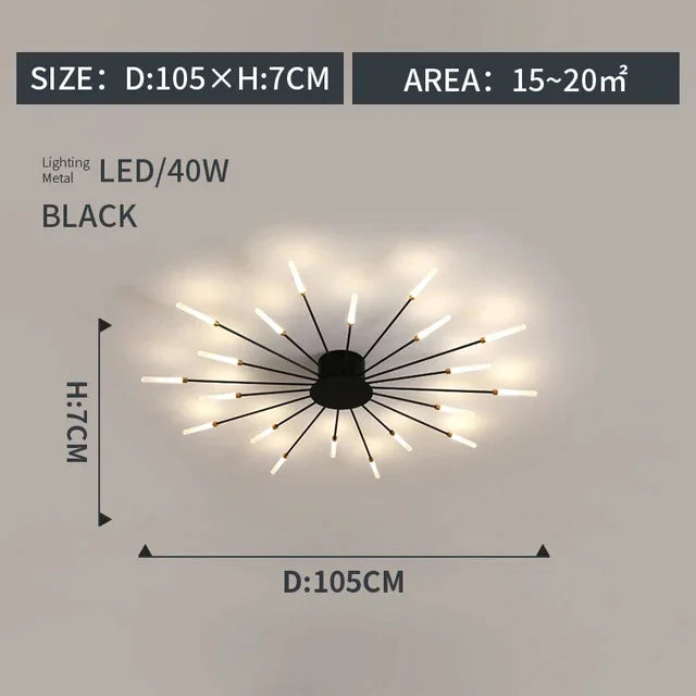 plafonnier moderne or noir lumineux éclairage quotidien acier certifié ccc 249 2000 lumens