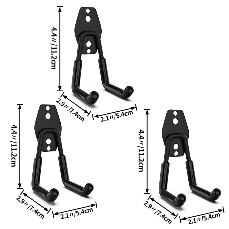 crochet mural acier noir support rangement outils garage vélo escabeau fixation vis