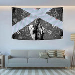 tapisserie murale polyester imprimée rectangle moderne graphique noir blanc gris bleuclair 4.9x6.6ft
