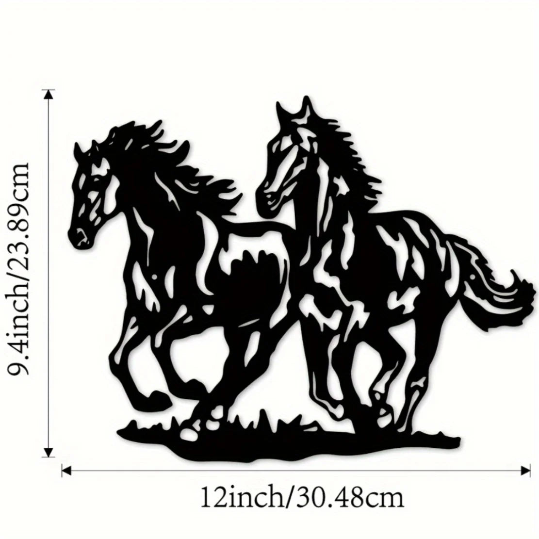 décoration murale métal chevaux noir beige silhouette rustique moderne 23.89cm 30.48cm découpe laser