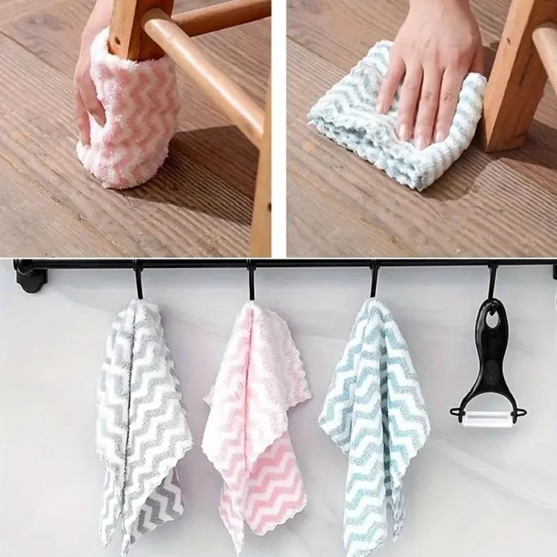 serviettes cuisine microfibre rose bleu vert blanc motif zigzag moderne 25x25cm respectueux environnement