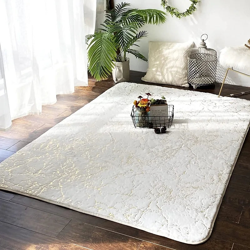 tapis marbre veines dorées moderne salle bain blanc or respectueux environnement 60x90cm 80x120cm