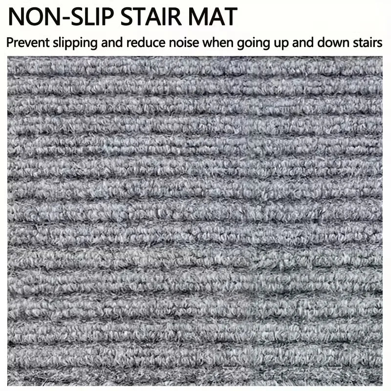 tapis d'escalier rayures horizontales gris moderne antidérapant polyester adhésif extérieur lavable 80cm