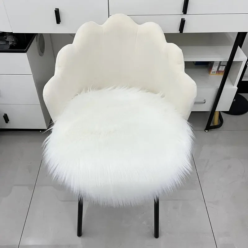 tapis rond blanc fourrure synthétique moderne antidérapant résistant décoloration intérieur maison porte sol