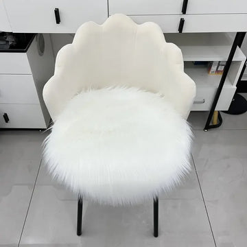 tapis rond blanc fourrure synthétique moderne antidérapant résistant décoloration intérieur maison porte sol