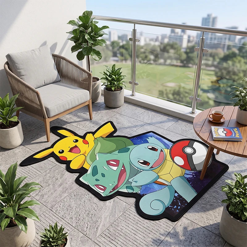 tapis personnalisable pikachu bulbasaur pokeball géométrique popart enfant adulte chambre salon