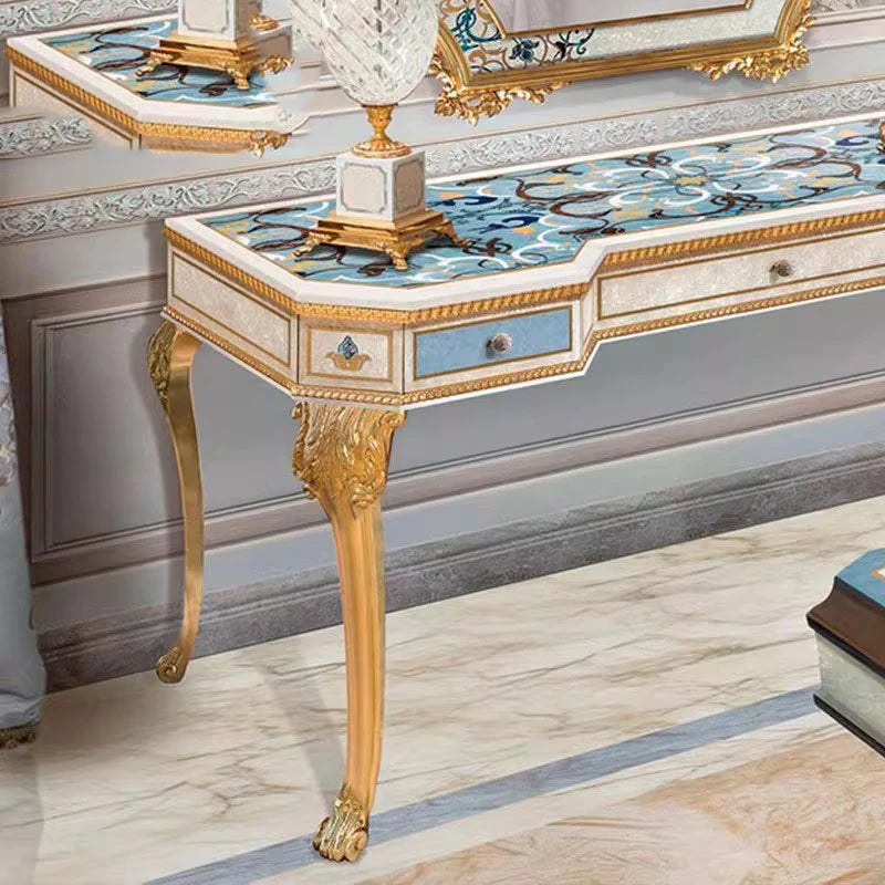 miroir console bois or ornements baroques meuble chambre coucher classique