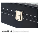 boîtes montres simili cuir noir classiques cadenas grilles variées rangement sécurisé