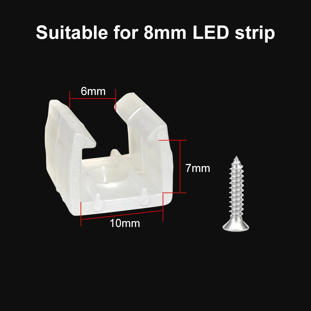 clips fixation ruban led transparent vis support bande lumineuse néon flexible blanc