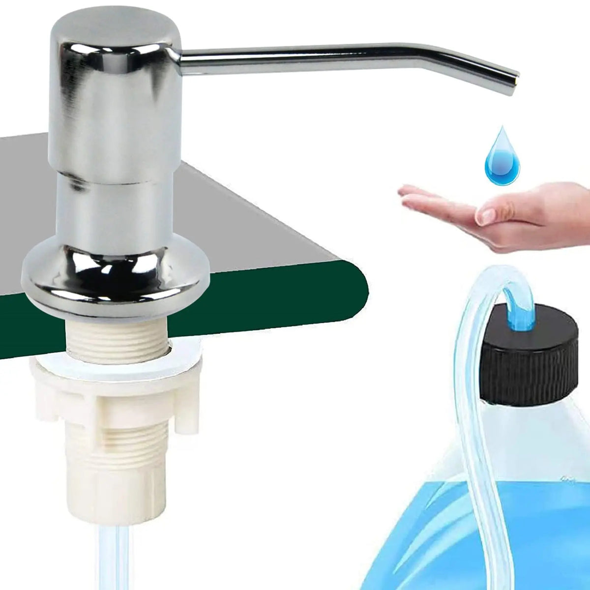 distributeur savon liquide argenté moderne minimaliste pompe goutte savon