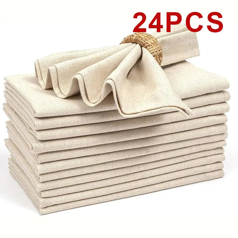 serviettes table maison restaurant beige crème rustique 40x40cm polyester pliées decoration pastorale