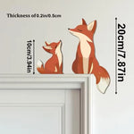 décoration murale renard dessin animé orange bébé porte enfant animaux illustrée simple fixe
