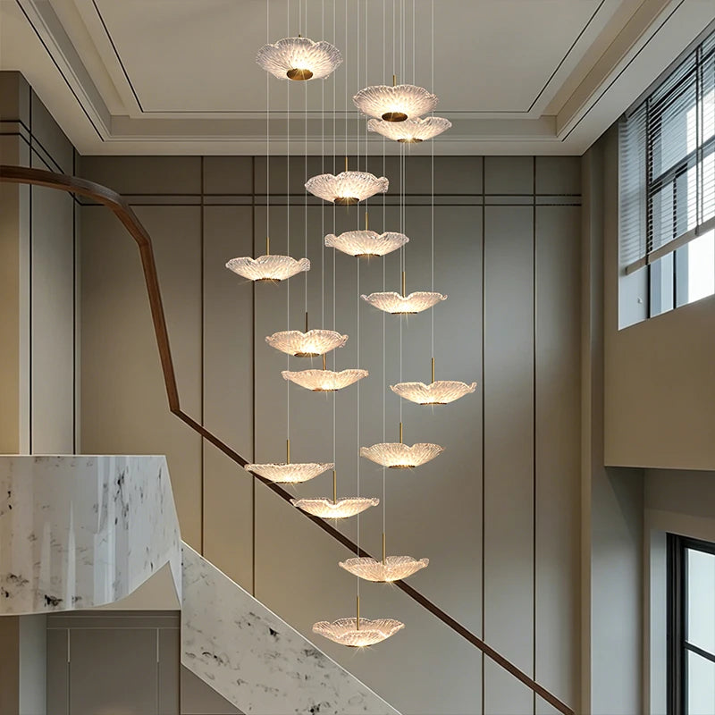 Suspension lumineuse contemporaine 15 lumières blanc doré D60 4000k 3000k 6000k