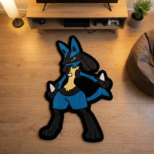 tapis pokémon eevee lucario pikachu personnages animés flanelle douce 100cm 120cm 150cm orange bleu