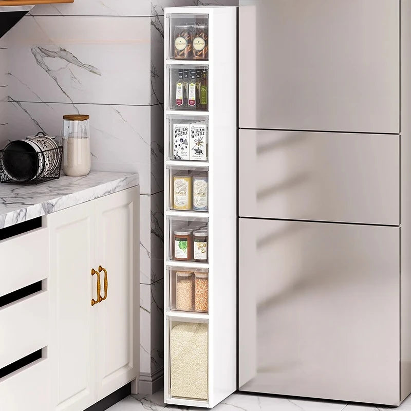 rangements modular meuble blanc transparent conteneurs etiquettes cuisine moderne 14cm 16cm 20cm