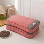 oreiller bleu rose gris vert rayures moderne coton bio hypoallergénique oblong catégorie