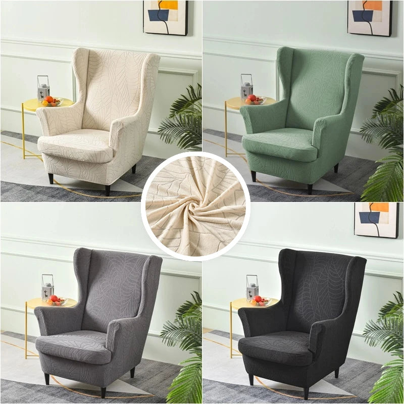 housse fauteuil contemporain imprimé feuilles couleurs beige vert gris noir spandex polyester étanche amovible