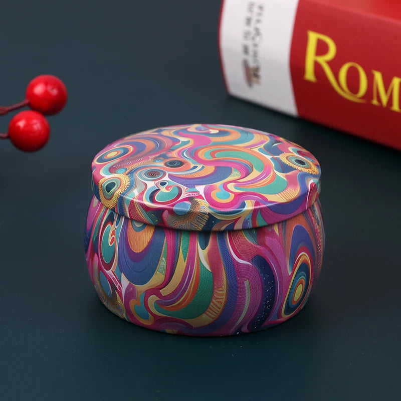 boîte ronde rangement cosmétique décorative motif floral boho chic pot stockage bijoux maquillage