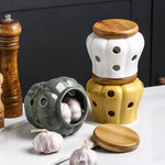 pots stockage ail céramique texturé forme cactus moderne bouchon bois trou