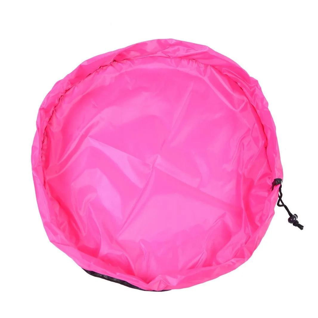 sac rangement pliable bleu rose moderne ø150cm ø50cm tissu uni opaque multifonctionnel salon