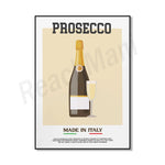 Affiche publicitaire pour le prosecco, un vin effervescent italien produit dans plusieurs régions du nord de l'Italie et reconnu comme l'un des grands plaisirs de la vie.