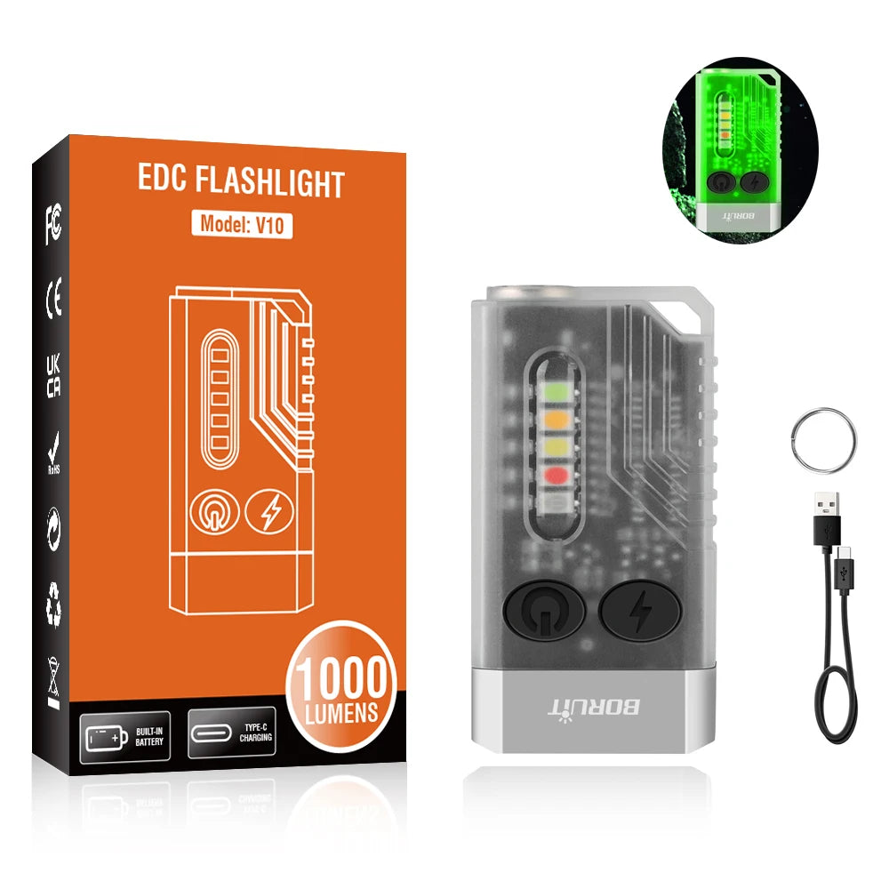 lampe poche rechargeable multi mode uv led alarme sonore porte clés camping