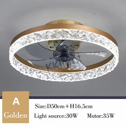 ventilateur lampe led télécommande moderne cristaux noir élégant eyelets circulaire