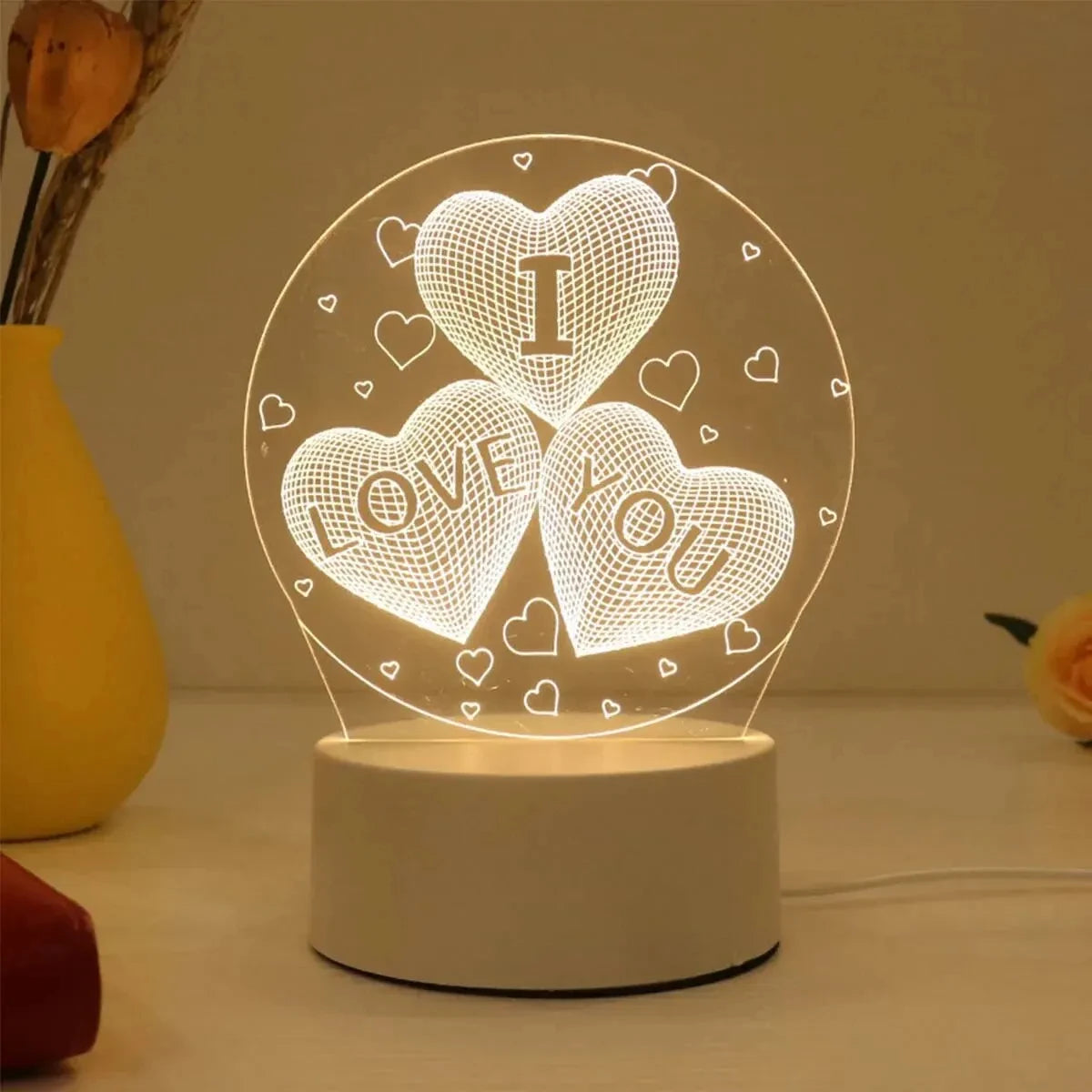 lampe 3d veilleuse led animal compagnie moderne base plate blanc