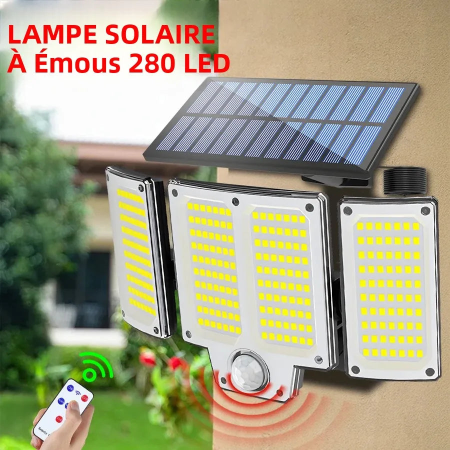lampe solaire extérieure capteur mouvement lumière jardin éclairage patio moderne fonctionnel led noir gris