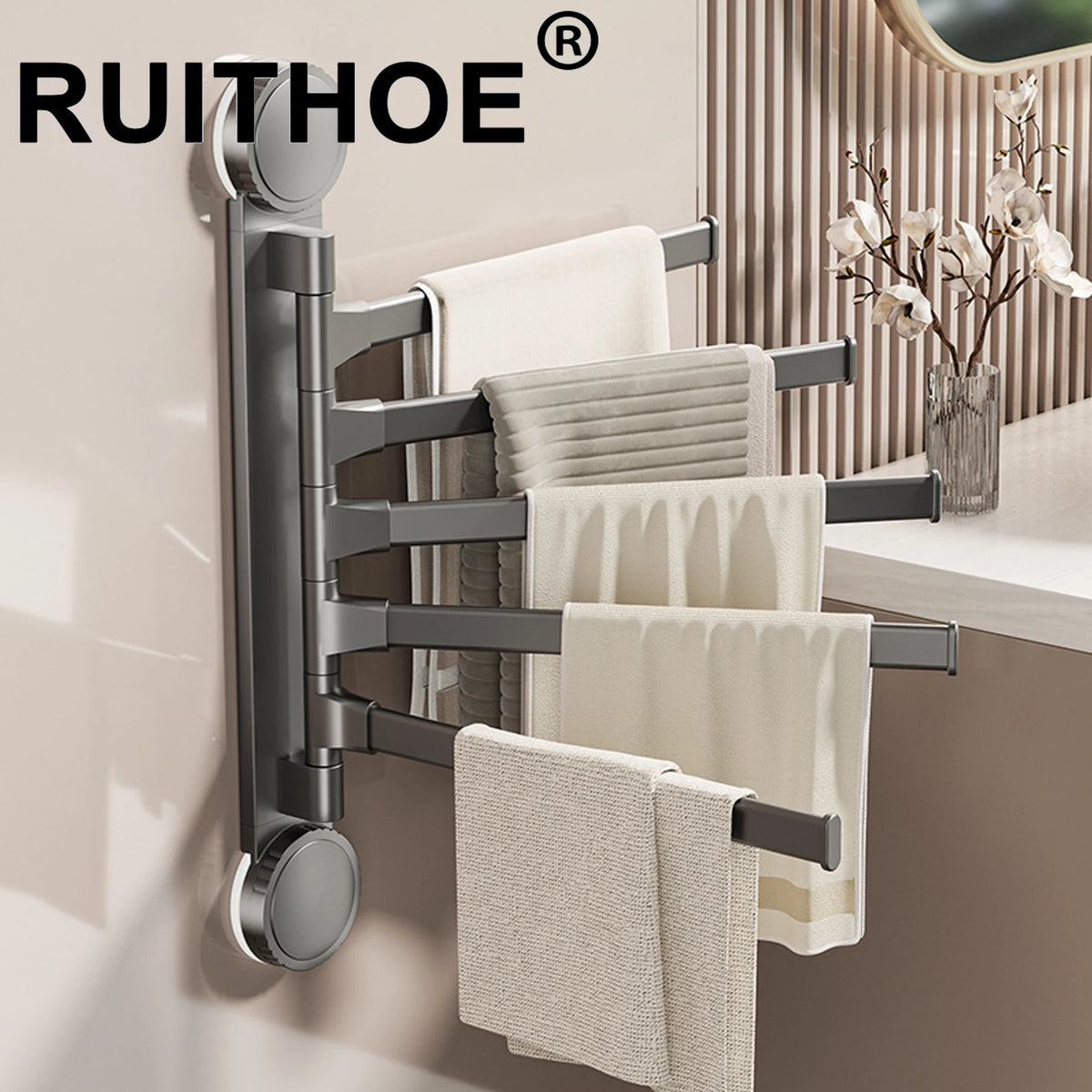porte serviettes pliables moderne aluminium blanc gris serviettes coton brosse dents bambou support mural