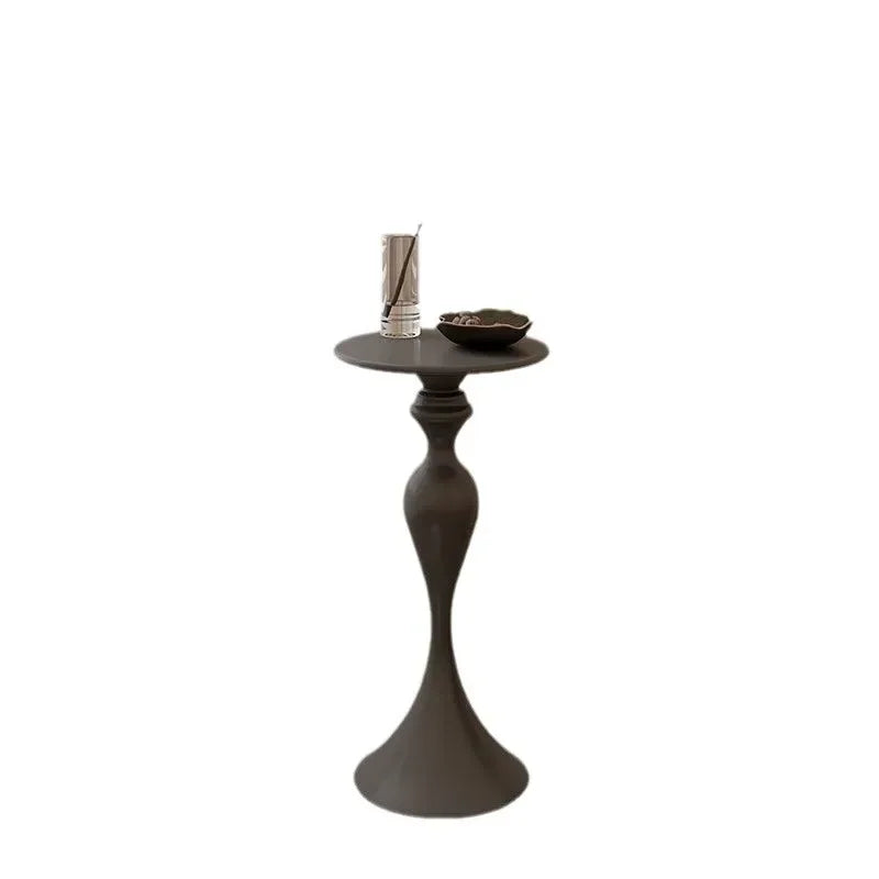 table basse moderne ronde acier inoxydable couleur blanc gris salon minimaliste maison decoration