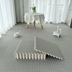 tapis sol modulable carreaux géométriques orange gris beige moderne fonctionnel clips
