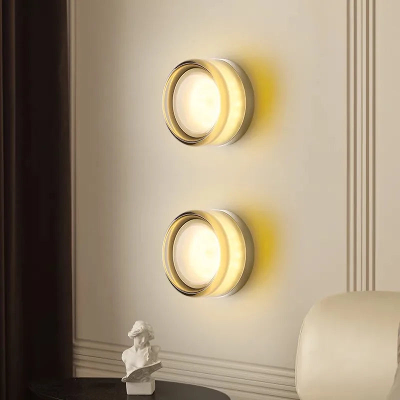 applique murale moderne vert jaune blanc rayures concentriques adhésive led éclairage quotidien fixée mur