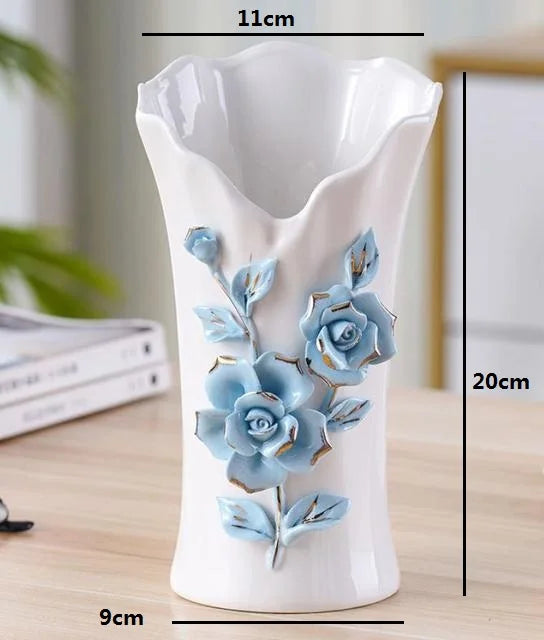 vase porcelaine céramique fleurs relief blanc classique moderne décoration table
